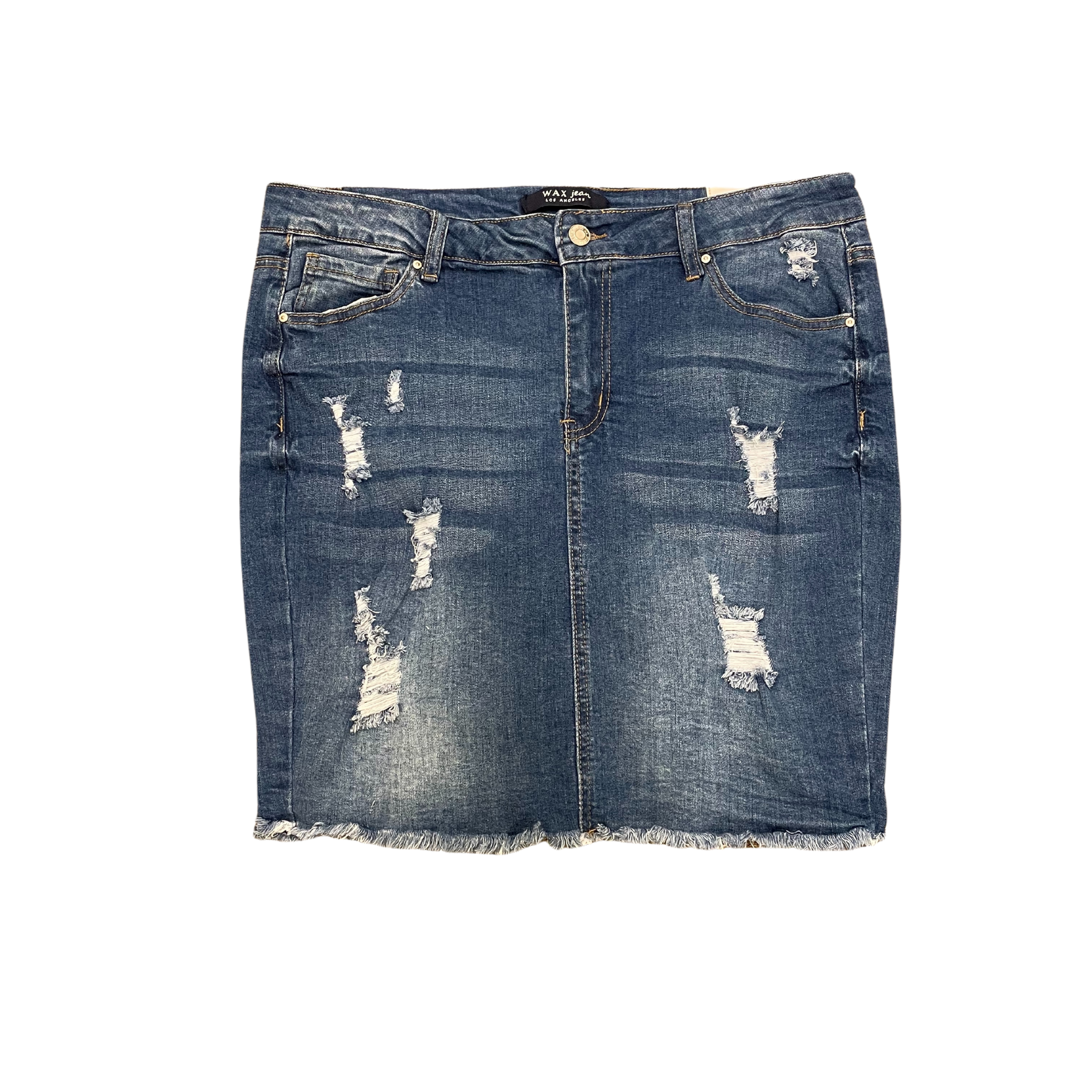 WAX Jean Distressed Mini Skirt Large NWT | Waxed jeans, Mini skirts, Denim  women