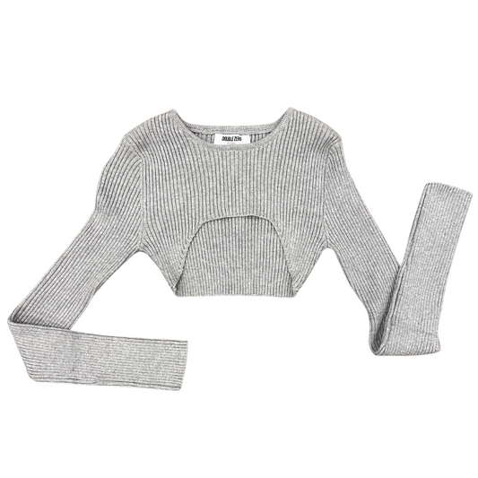 Double Zero Long Sleeve Knit Crop Top (S-L)