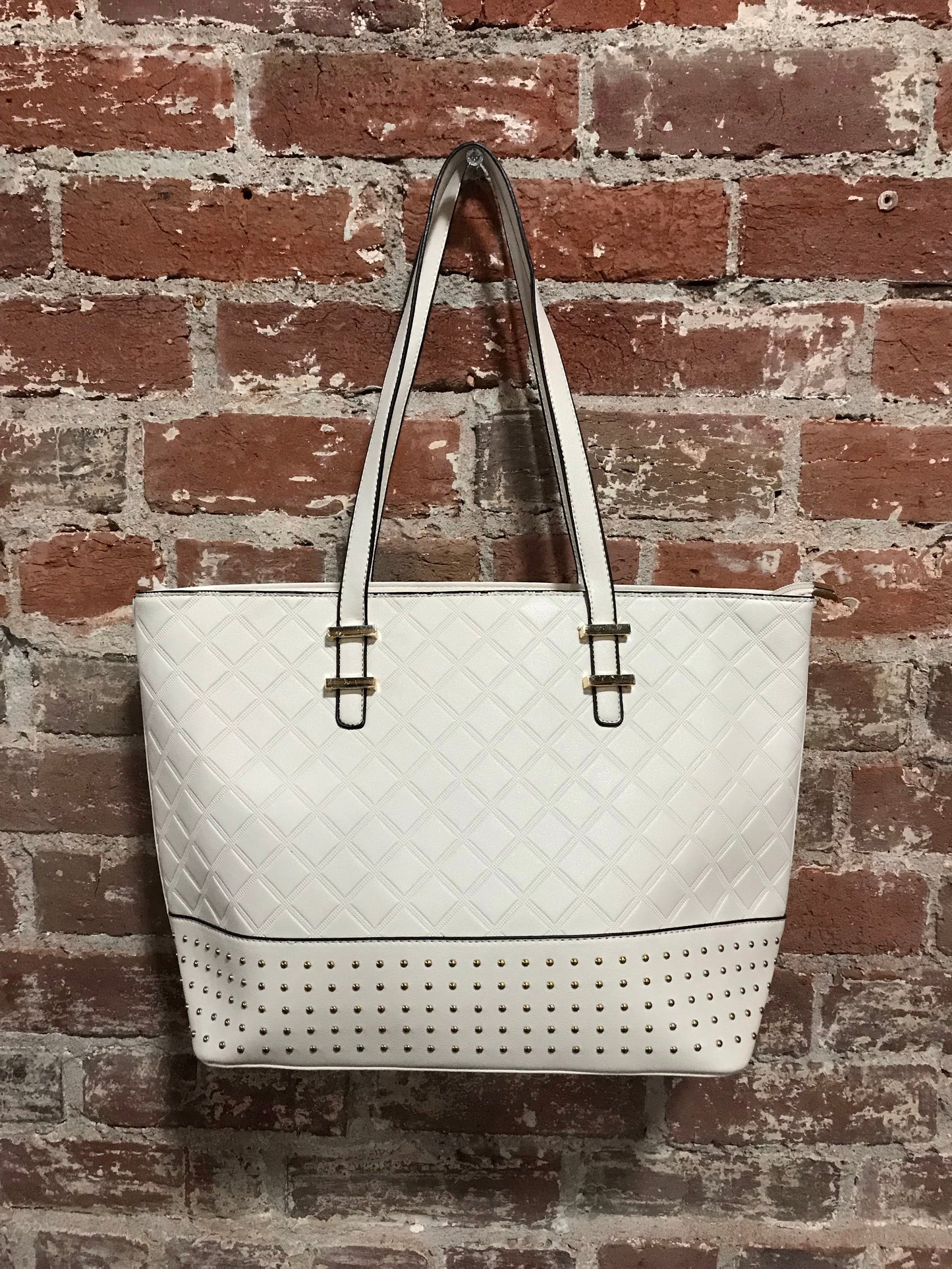 AR New York Diamond Pattern Studded Handbag
