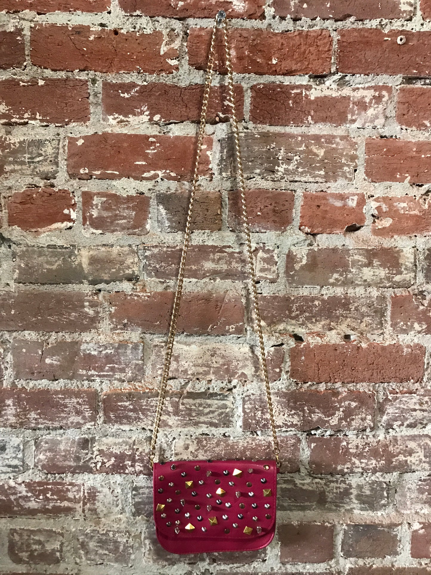 Small Leather Crossbody W/ Scattered Studs